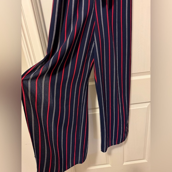 Monteau Blue and Red Tie Front Sleeveless Jumpsuit - Picture 3 of 13